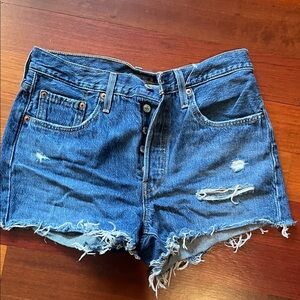 Levi's Blue Distressed Jean Shorts